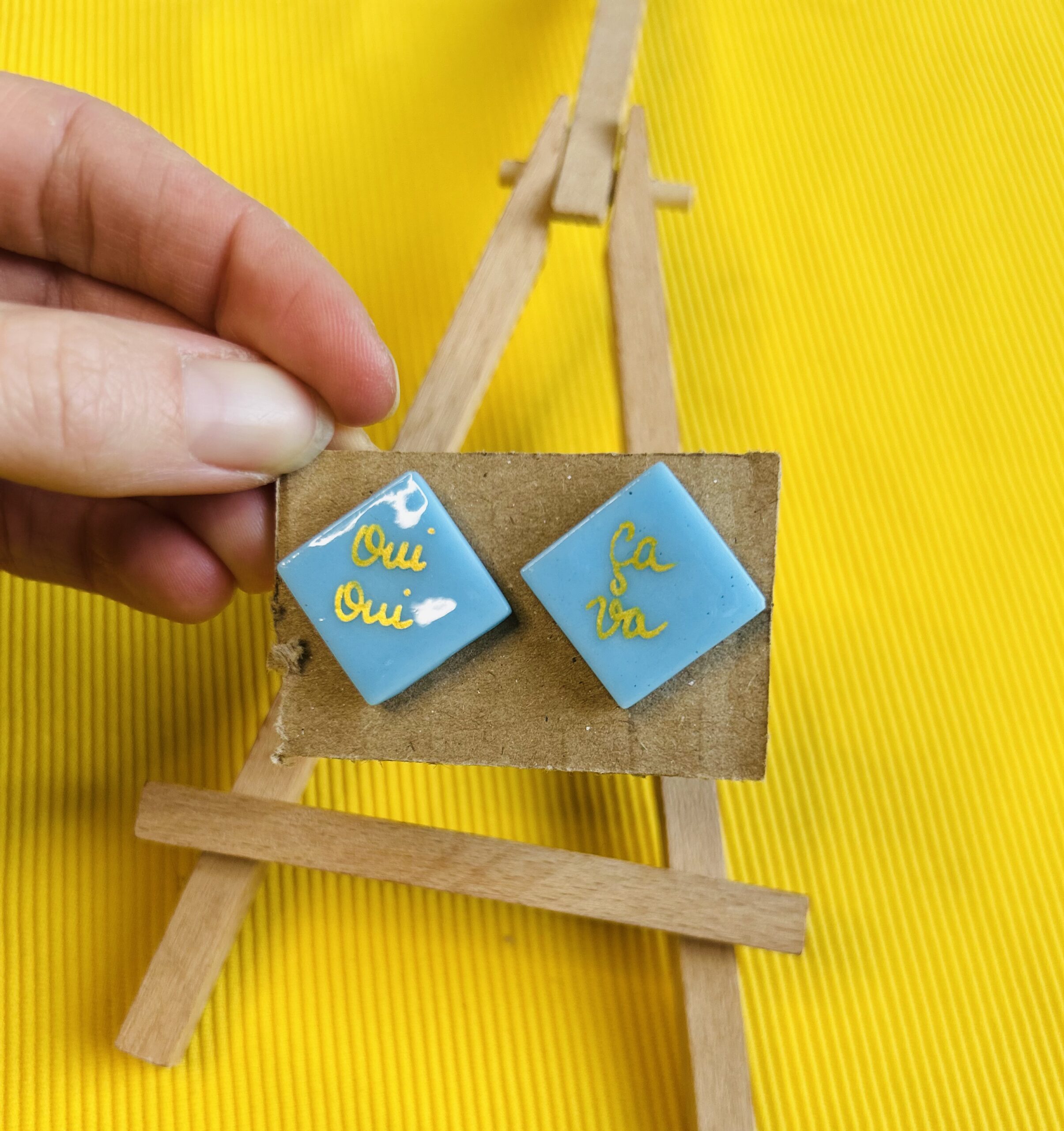 "Oui oui ça va" - Boucles d'oreilles - bleu clair – Image 2